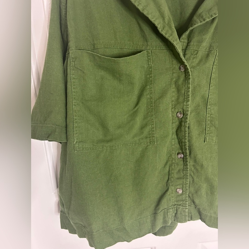 Universal Thread Womens Linen Blend Shirt XXL Green Button Up Top (0278) - Picture 5 of 7